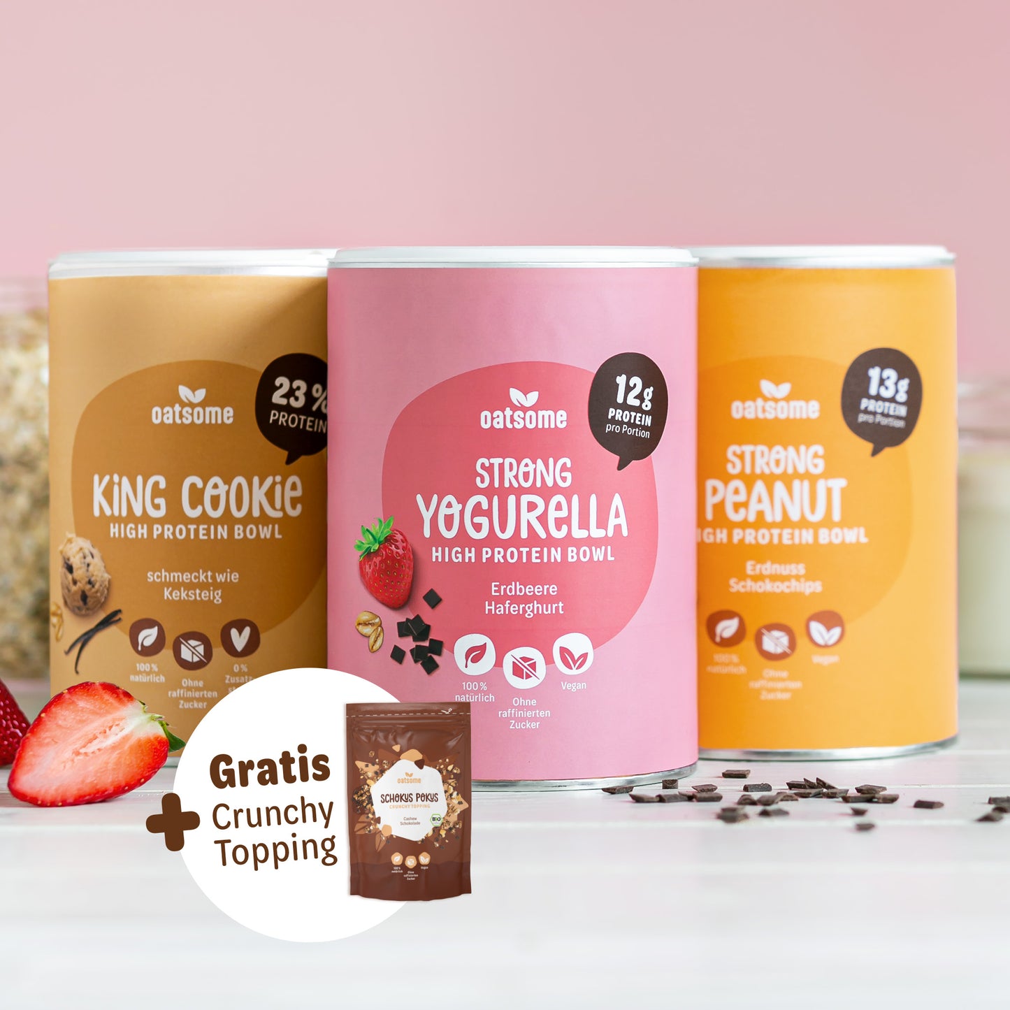 High Protein Trio Probierpaket + gratis Crunchy Topping