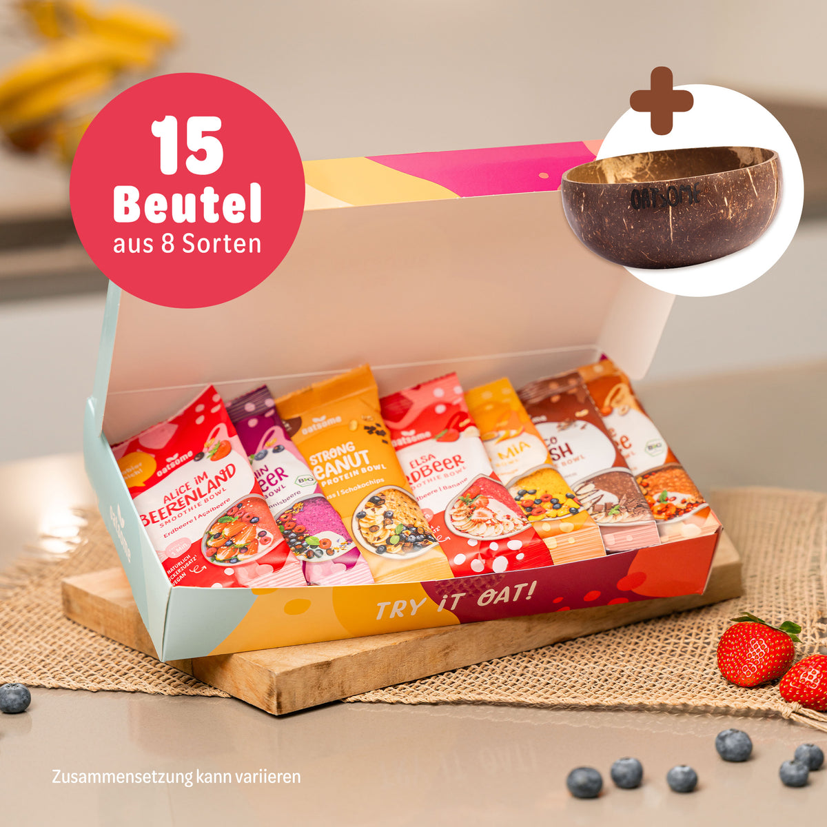 Smoothie Bowl Probierpaket mit 15 Beuteln aus 8 Sorten plus Coconut Bowl
